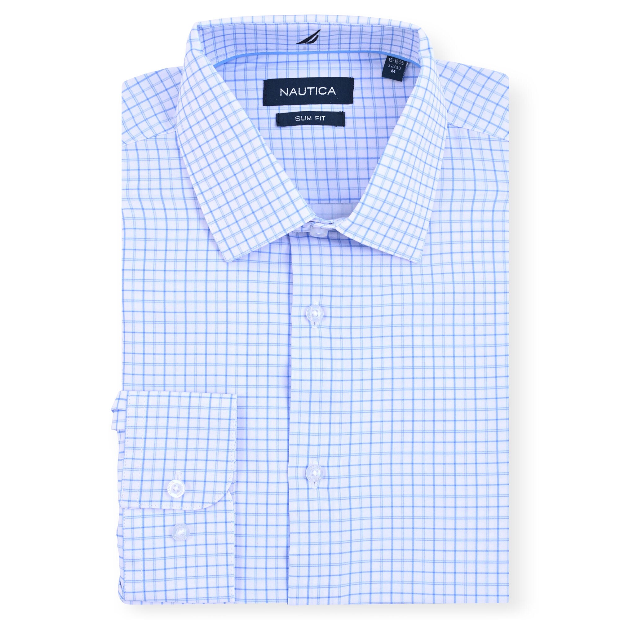 Plaid Wrinkle-Resistant Dress Shirt,Sandy Beach,large