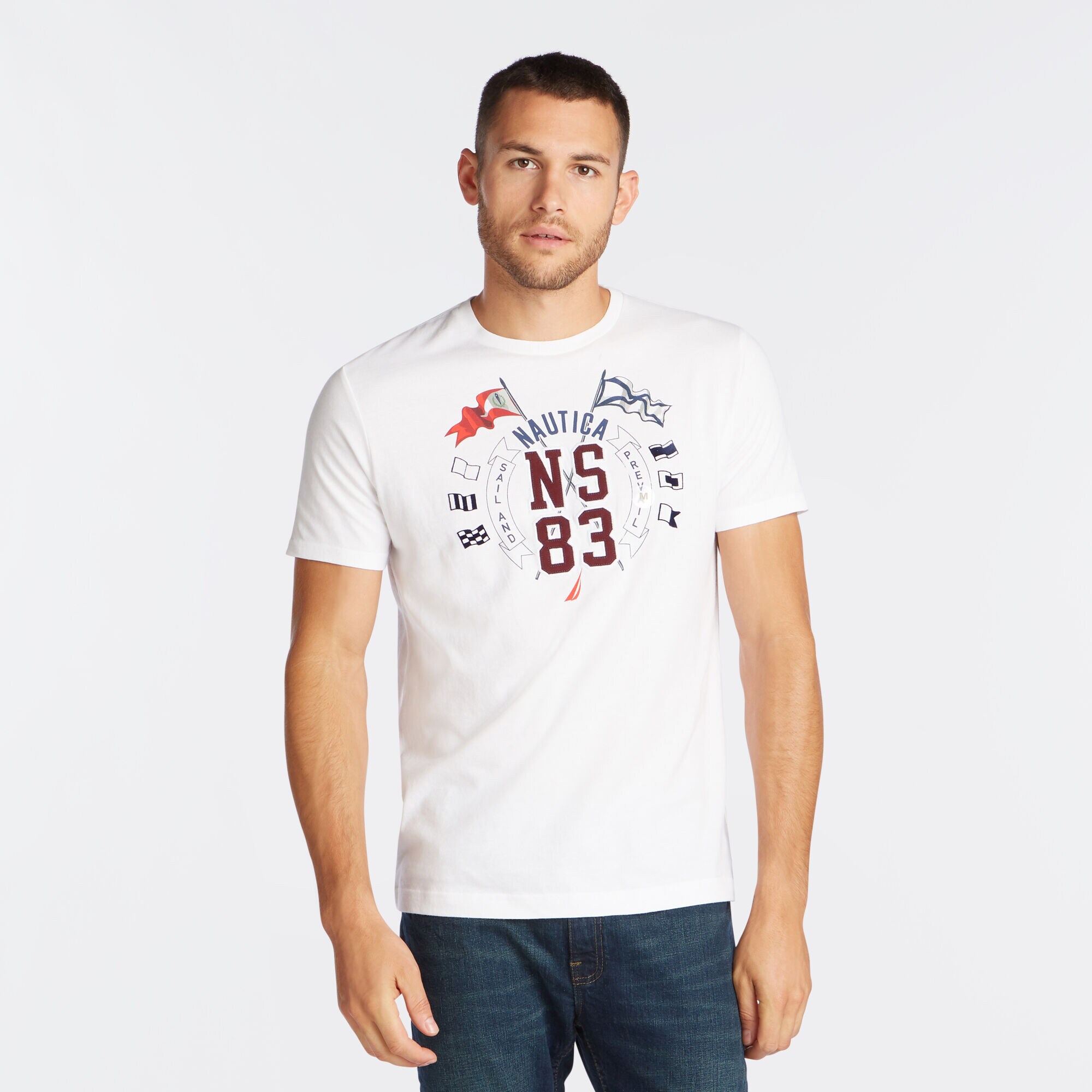 NS-83 SIGNAL FLAG GRAPHIC T-SHIRT,Bright White,large