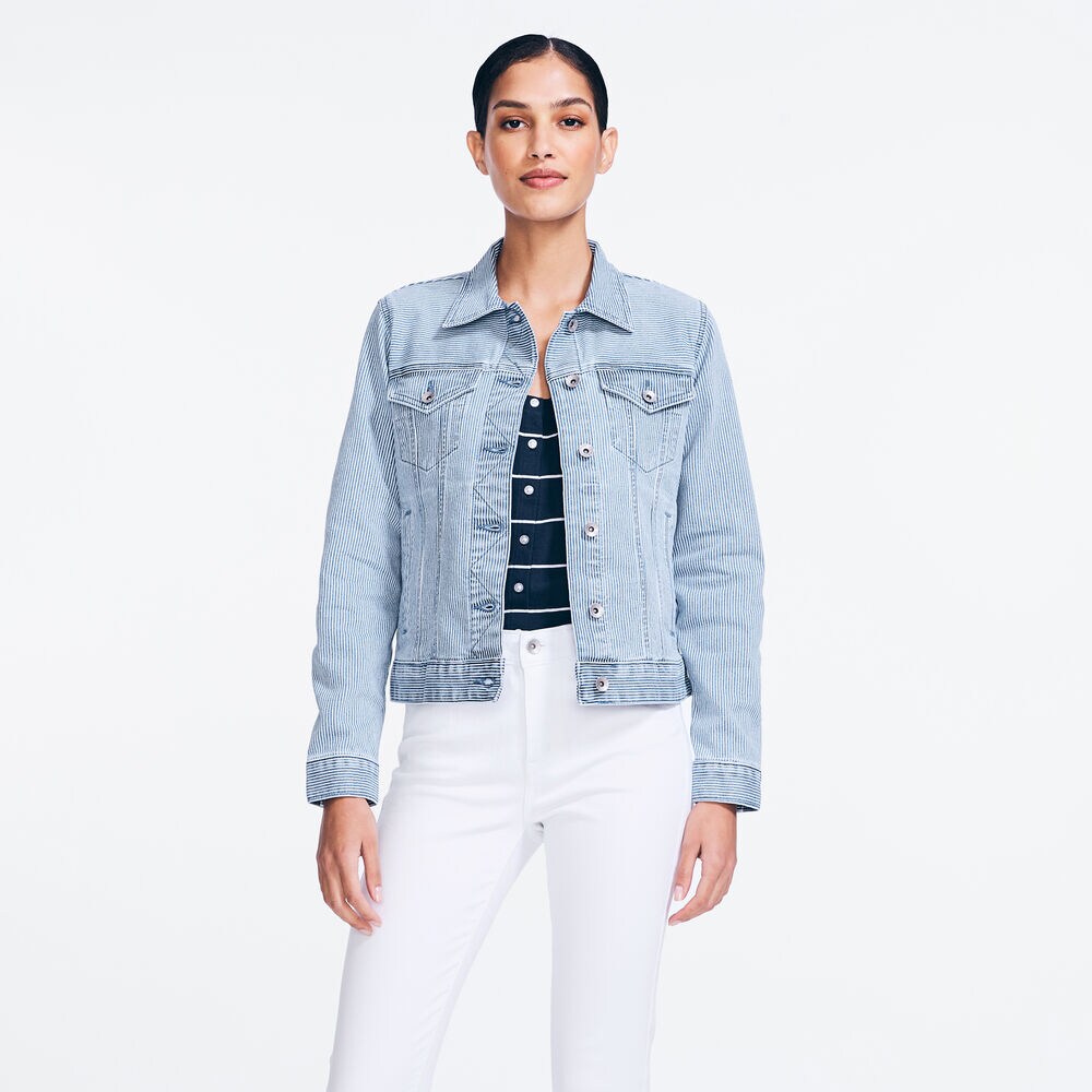 NAUTICA JEANS CO. STRIPED DENIM JACKET,Breeze,large