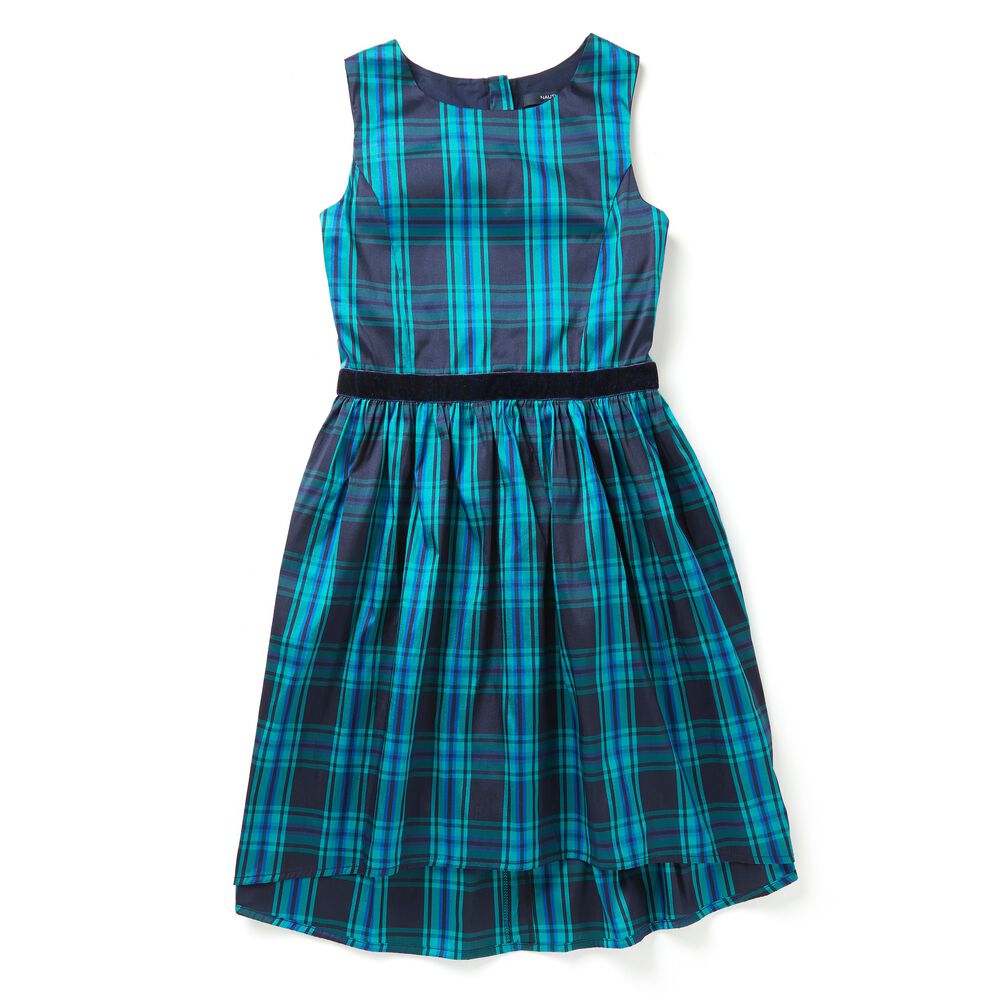 Little Girls' Plaid Taffeta Dress (4-7),Forest Green,large