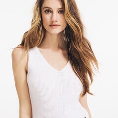 POINTELLE RIBBED TANK TOP,Bright White,large