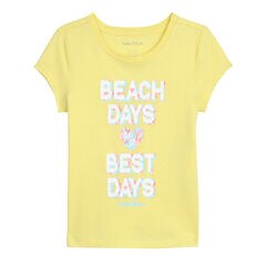 GIRLS' T-SHIRT IN BEACH DAYS GRAPHIC,Lemonade,large