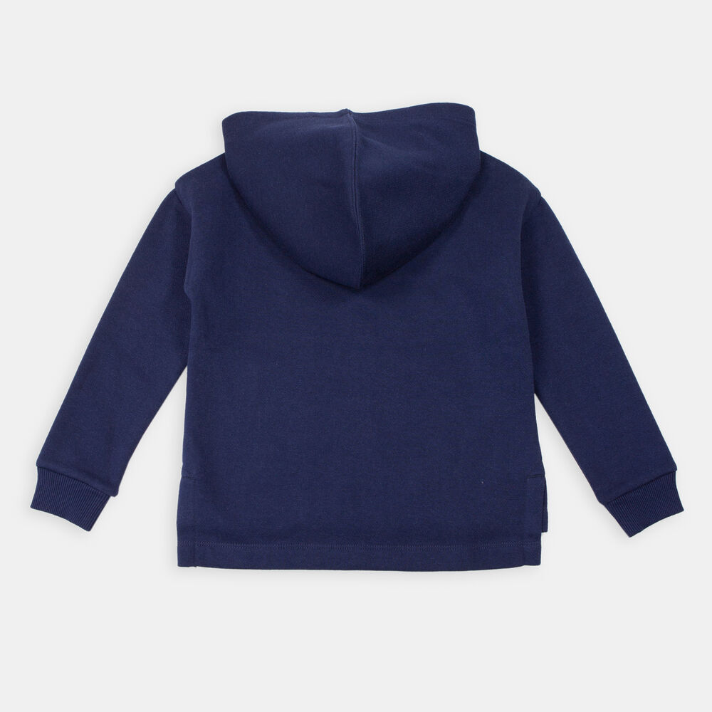 LITTLE GIRLS' STRIPED-CUFF LOGO HOODIE (4-7),Navy,large