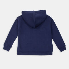 LITTLE GIRLS' STRIPED-CUFF LOGO HOODIE (4-7),Navy,large