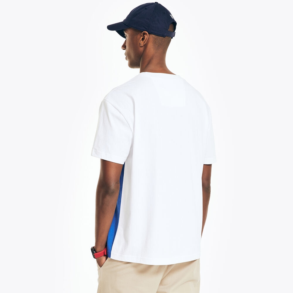 CHEST-STRIPE CREWNECK T-SHIRT,Bright White,large