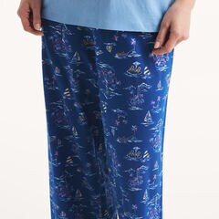 Printed Pajama Pant Set,Pure Adriatic Sea Wash,large