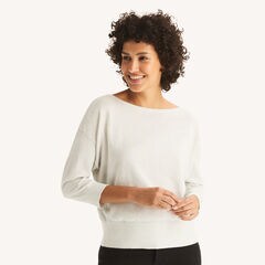 Dolman Boat-Neck Sweater,Oat,large