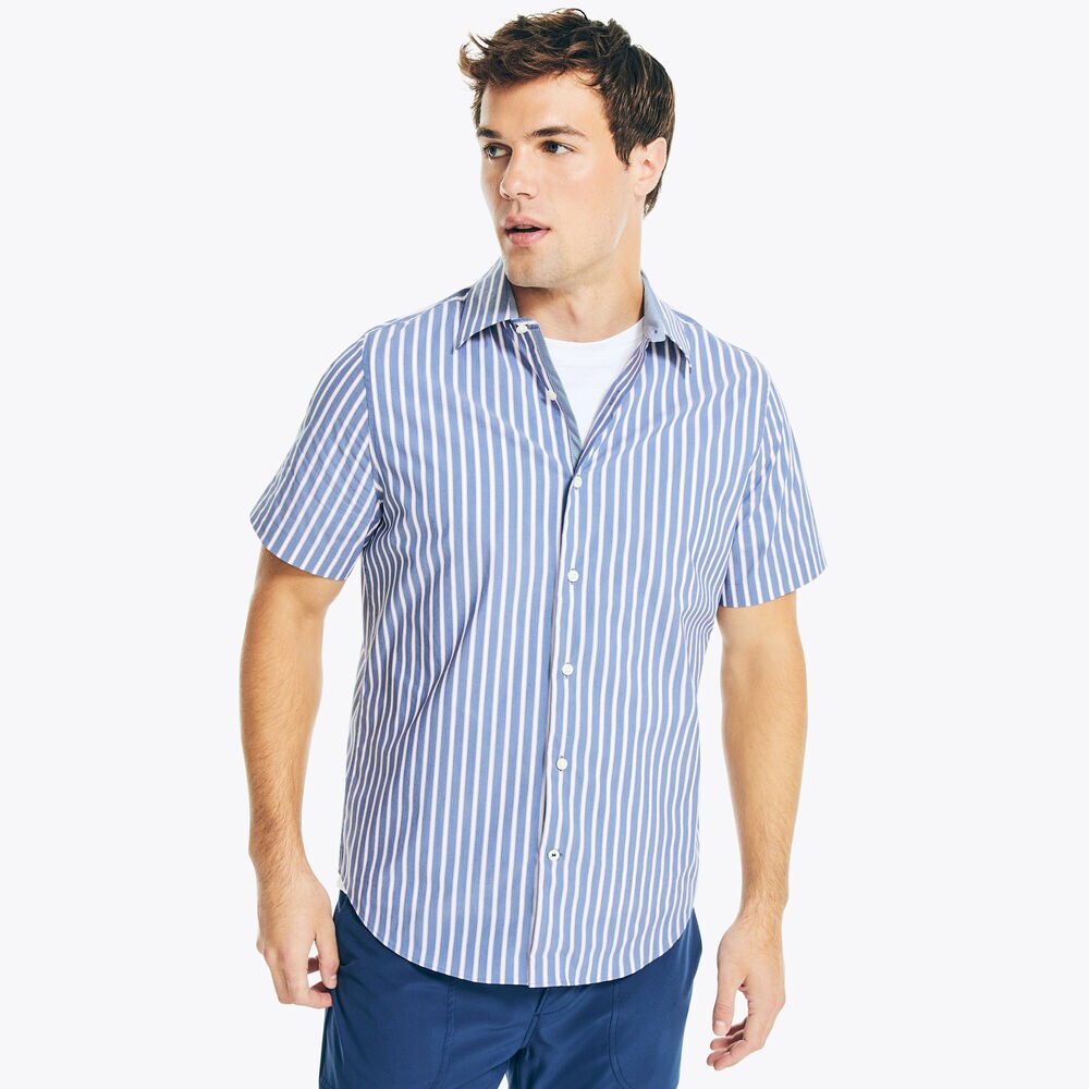 NAVTECH TRIM FIT STRIPED SHIRT,Estate Blue,large