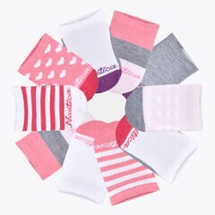 Girls' Stretch Liner Heart Socks, 10-Pack,Antique White Wash,large