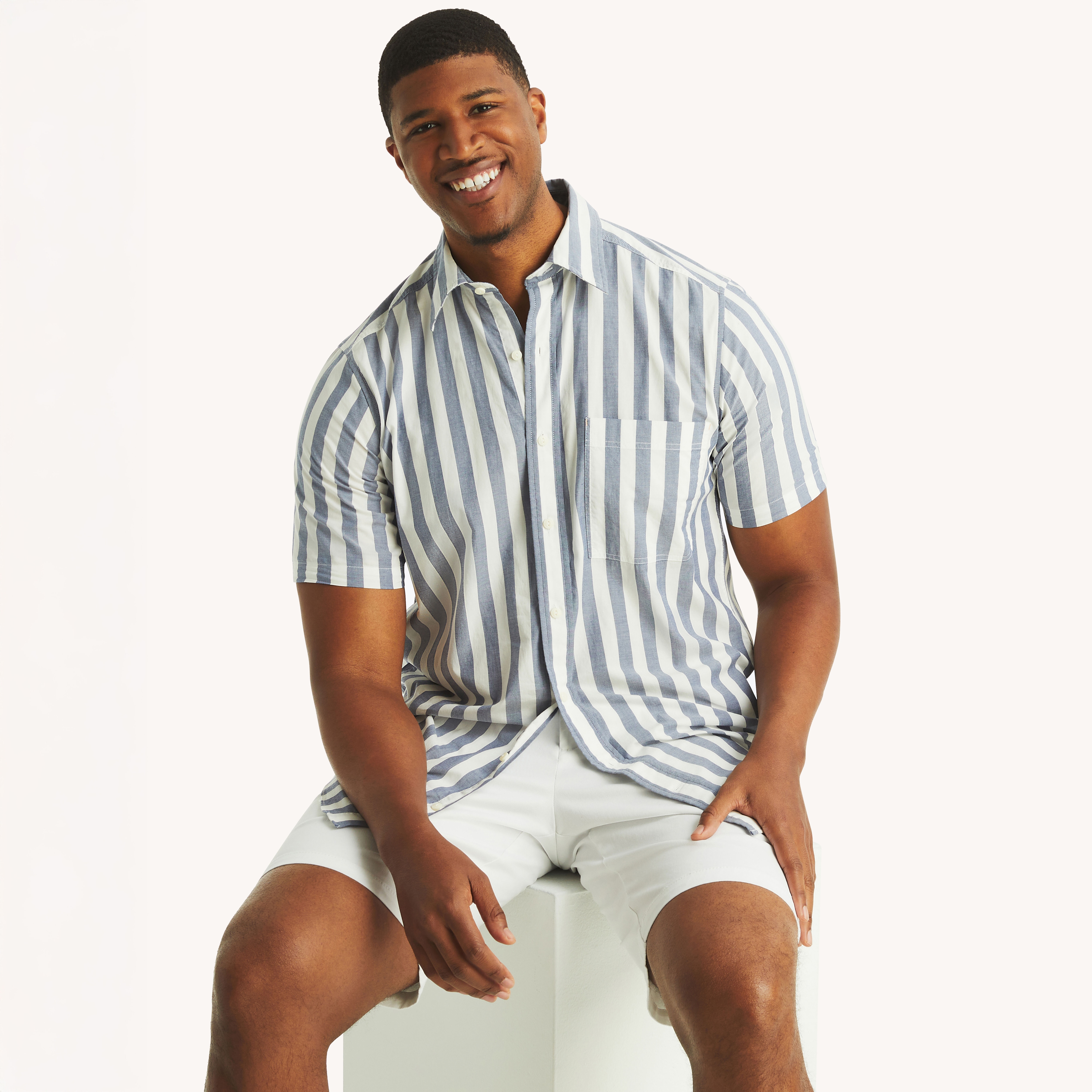 Nautica Jeans Co. Big & Tall Striped Short-Sleeve Shirt | Nautica