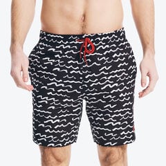 8" NAVTECH SUSTAINABLY CRAFTED WAVE PRINT SWIM,True Black,large