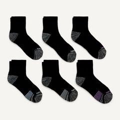Athletic High Quarter Socks, 6-Pack,Black,large