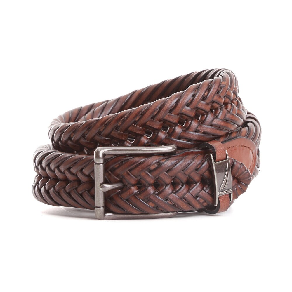 Big & Tall Basketweave Belt,Brown,large