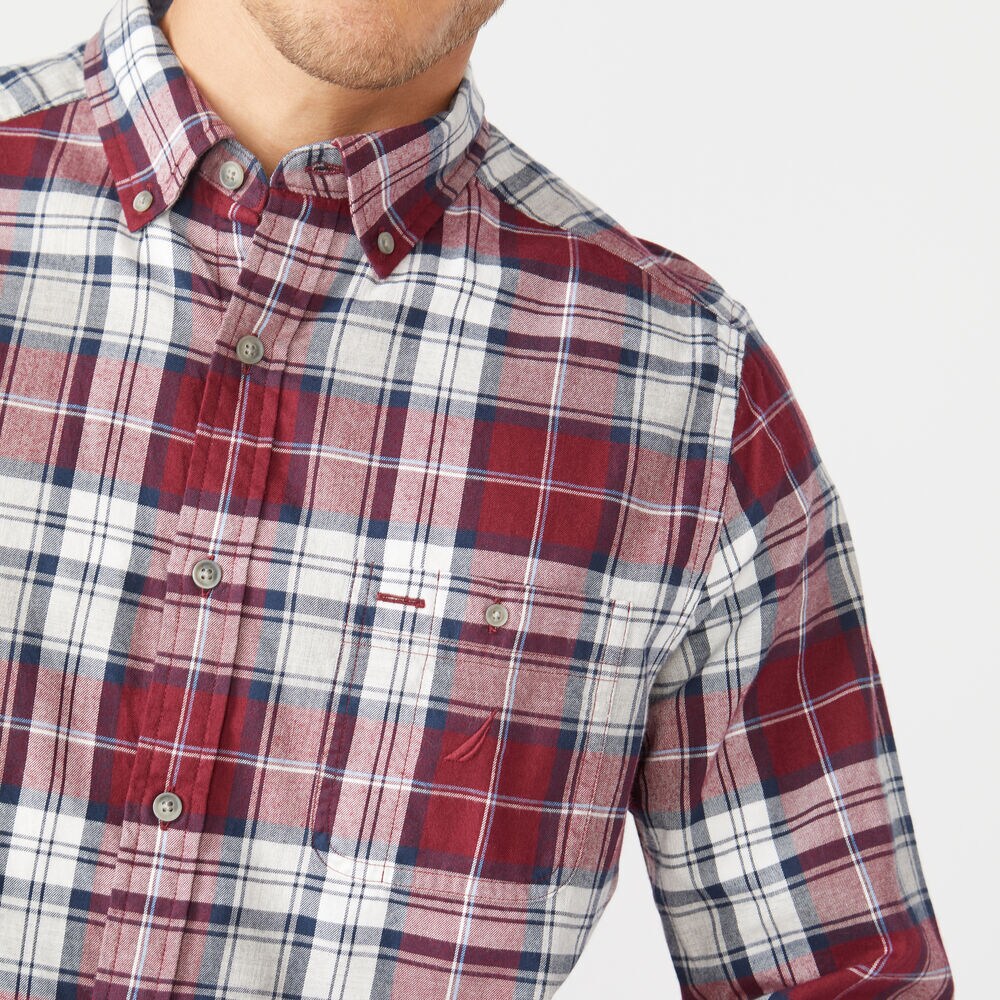 CLASSIC FIT LONG SLEEVE TWILL PLAID SHIRT,Zinfandel,large