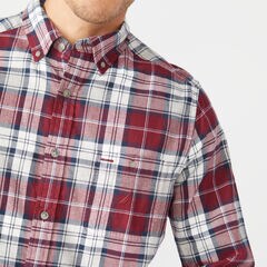 CLASSIC FIT LONG SLEEVE TWILL PLAID SHIRT,Zinfandel,large