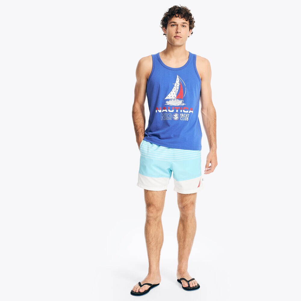 6" Striped Quick-Dry Swim,Angel Blue,large