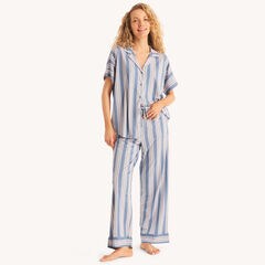 Striped Pajama Pant Set,Peacoat,large