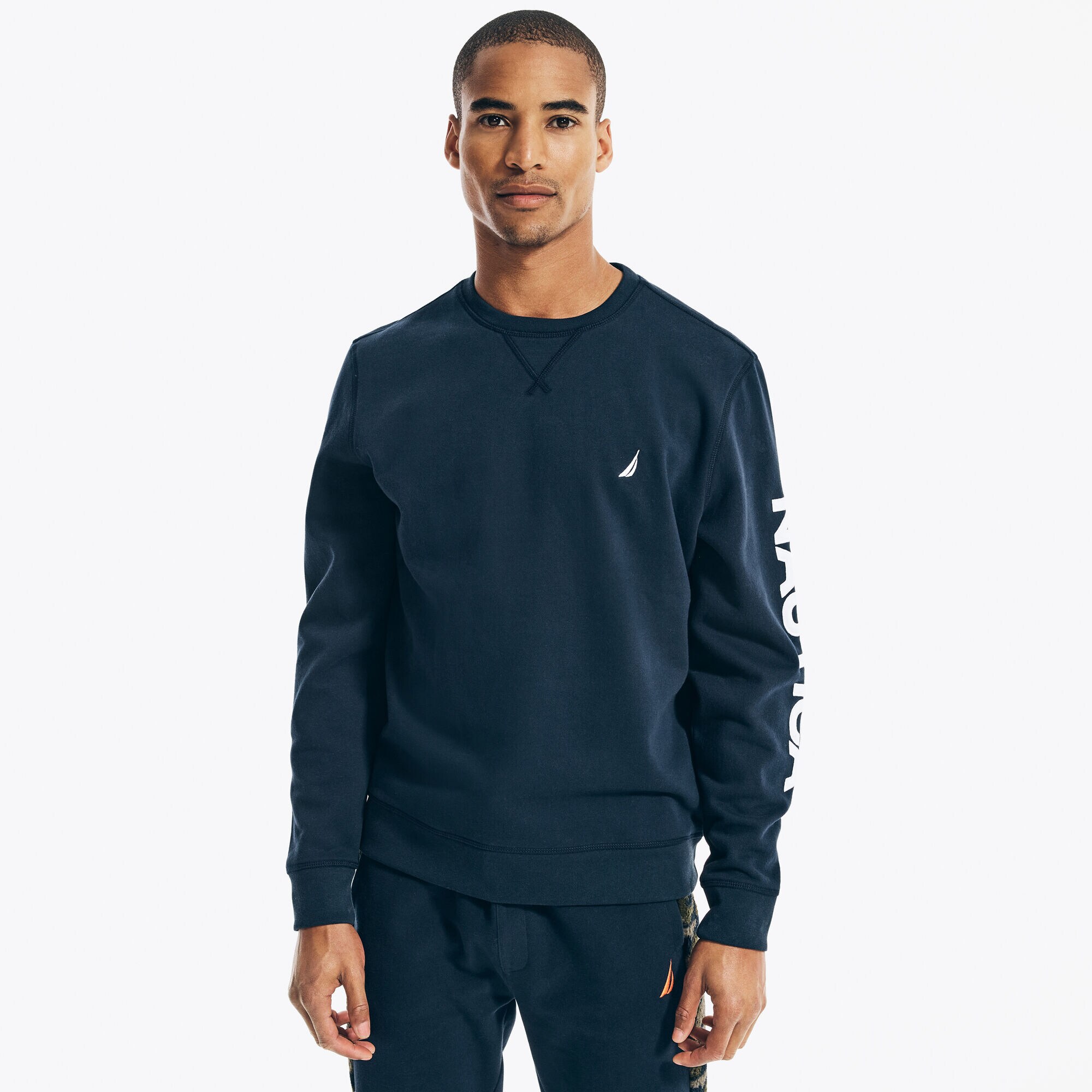 Logo Crewneck Sweatshirt,Navy,large
