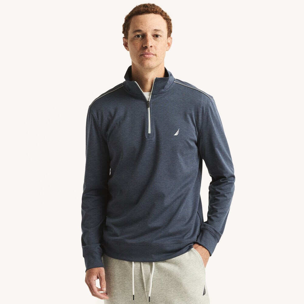 Quarter-Zip Pullover Sweatshirt,Navy,large
