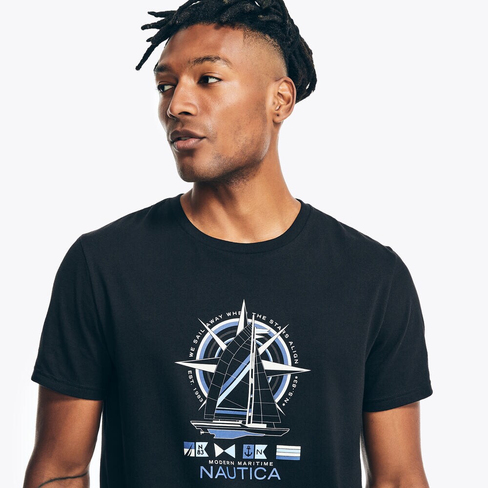 Sustainably Crafted Sailboat Graphic T-Shirt,True Black,large