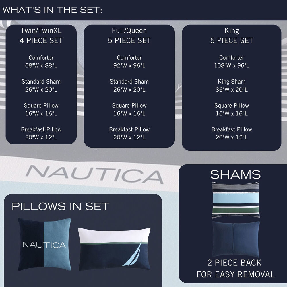 Elliot Navy King Comforter & Sham Bonus Set,Bali Bliss,large