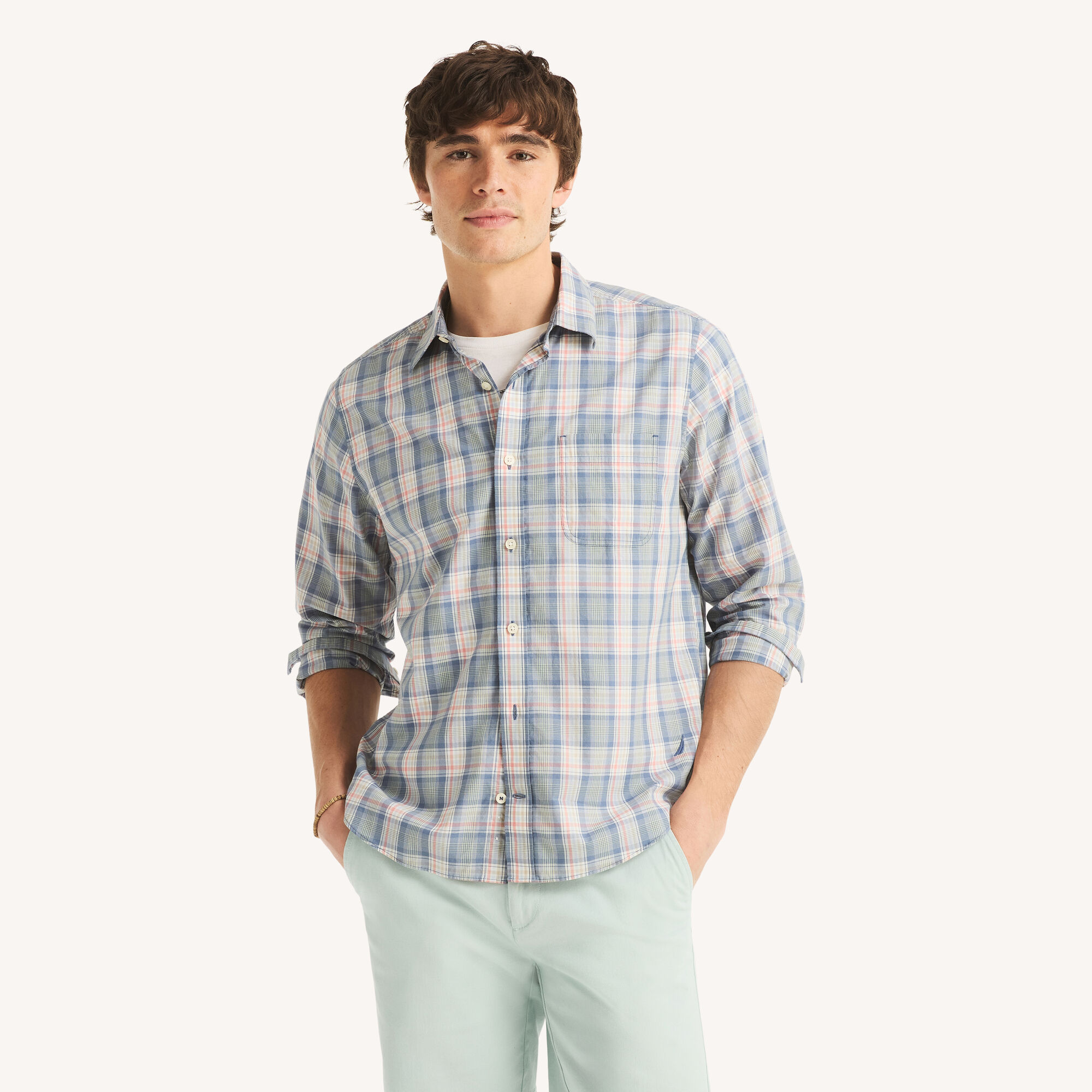 Plaid Shirt,Star Sapphire,large