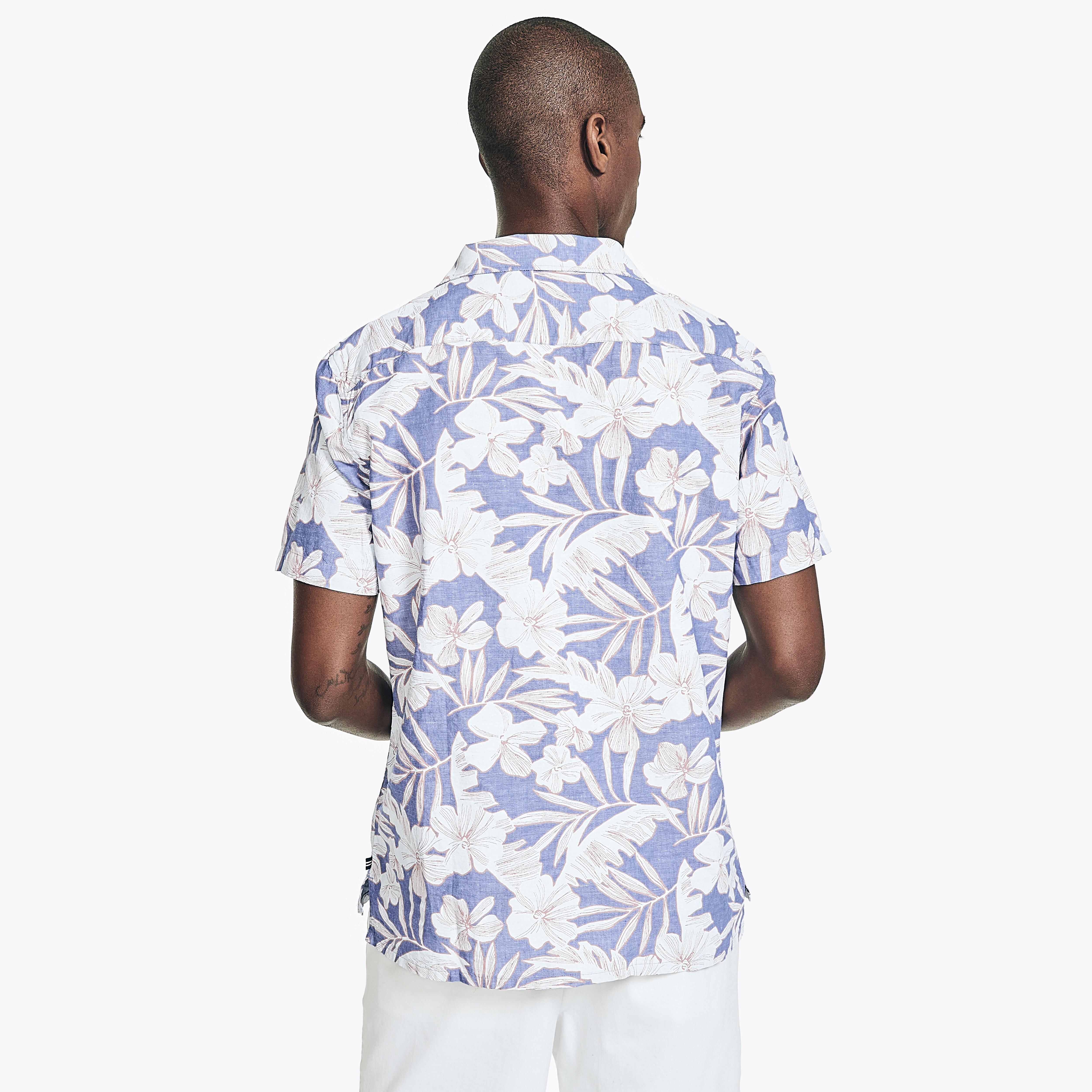PRINTED LINEN SHORT-SLEEVE CAMP SHIRT 