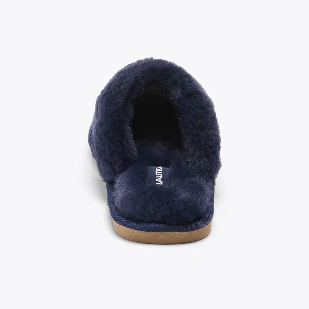 WOOL KNIT SLIPPER,Navy,large