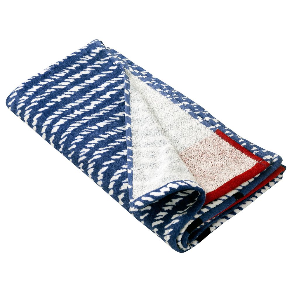 ANCHOR PRINT STRIPE BEACH TOWEL,Ice Blue,large