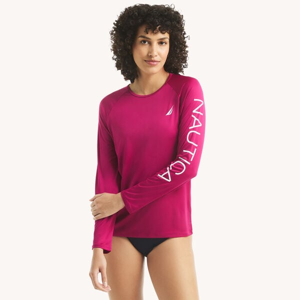 Logo Long-Sleeve Rash Guard Swim Shirt