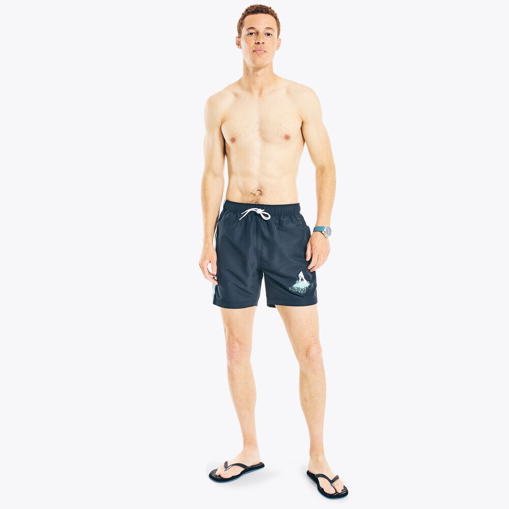 Shark Week x Nautica Sustainably Crafted 6" Shark Logo Swim,Navy,large