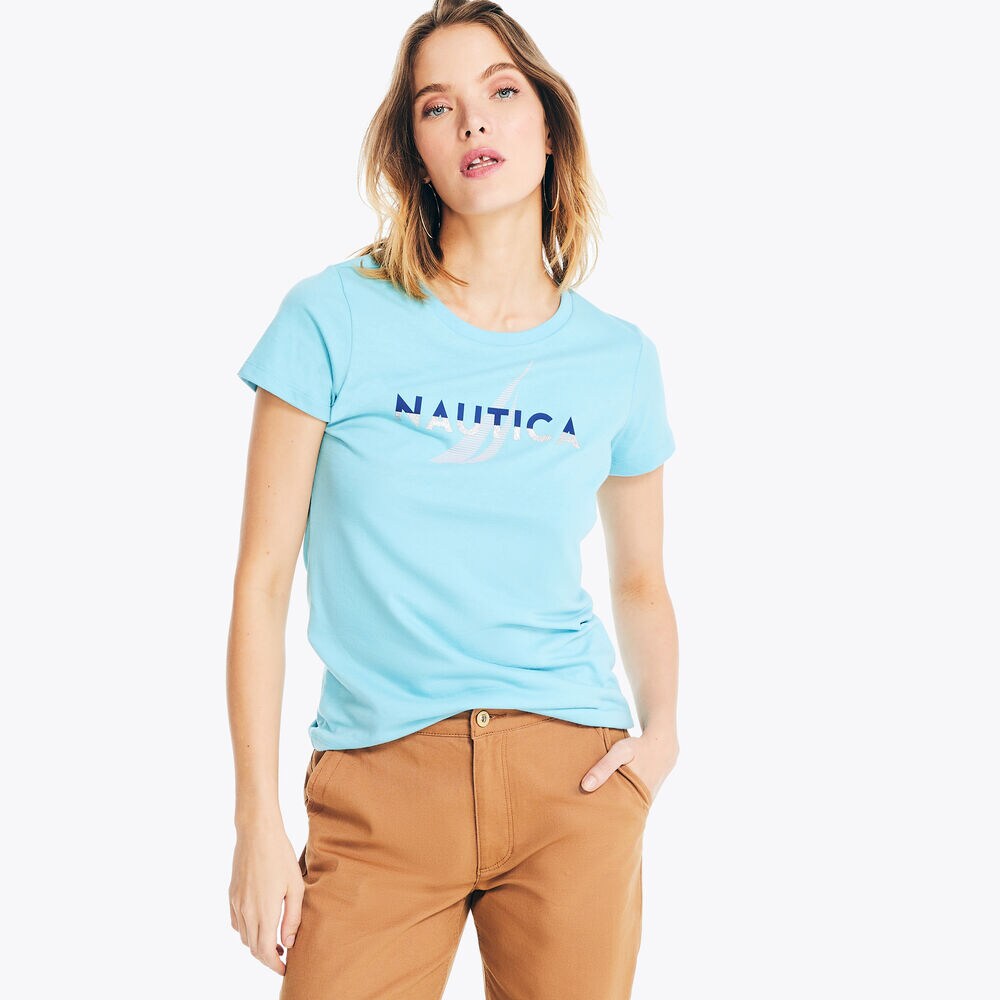 Sustainably Crafted Glitter Logo Graphic T-Shirt,Deep Dive Wash,large