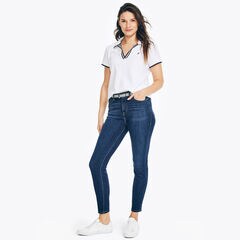 TRUE FLEX HIGH-RISE CURVY FIT SKINNY DENIM,Sapphire/Pitch Yellow,large