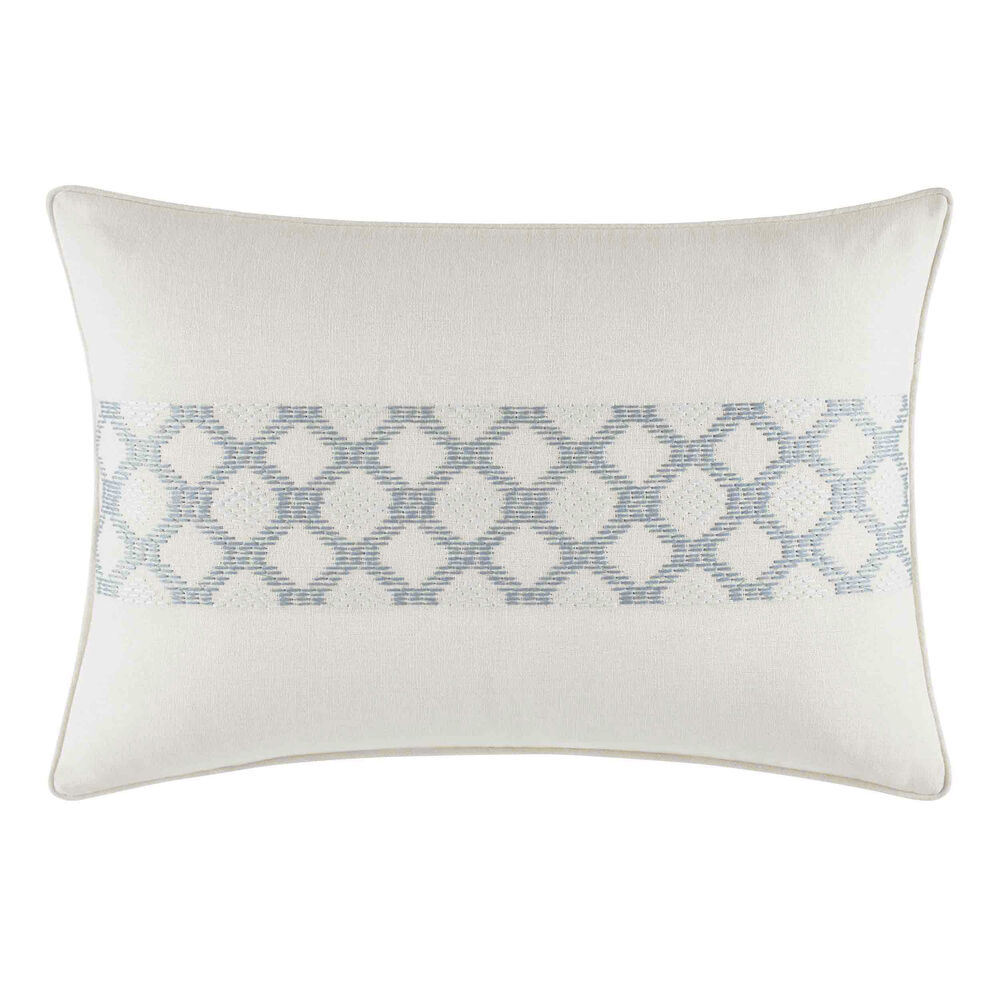 Locklear Aqua Texture Embroidered Breakfast Pillow in Open Turquoise,Castaway Aqua,large