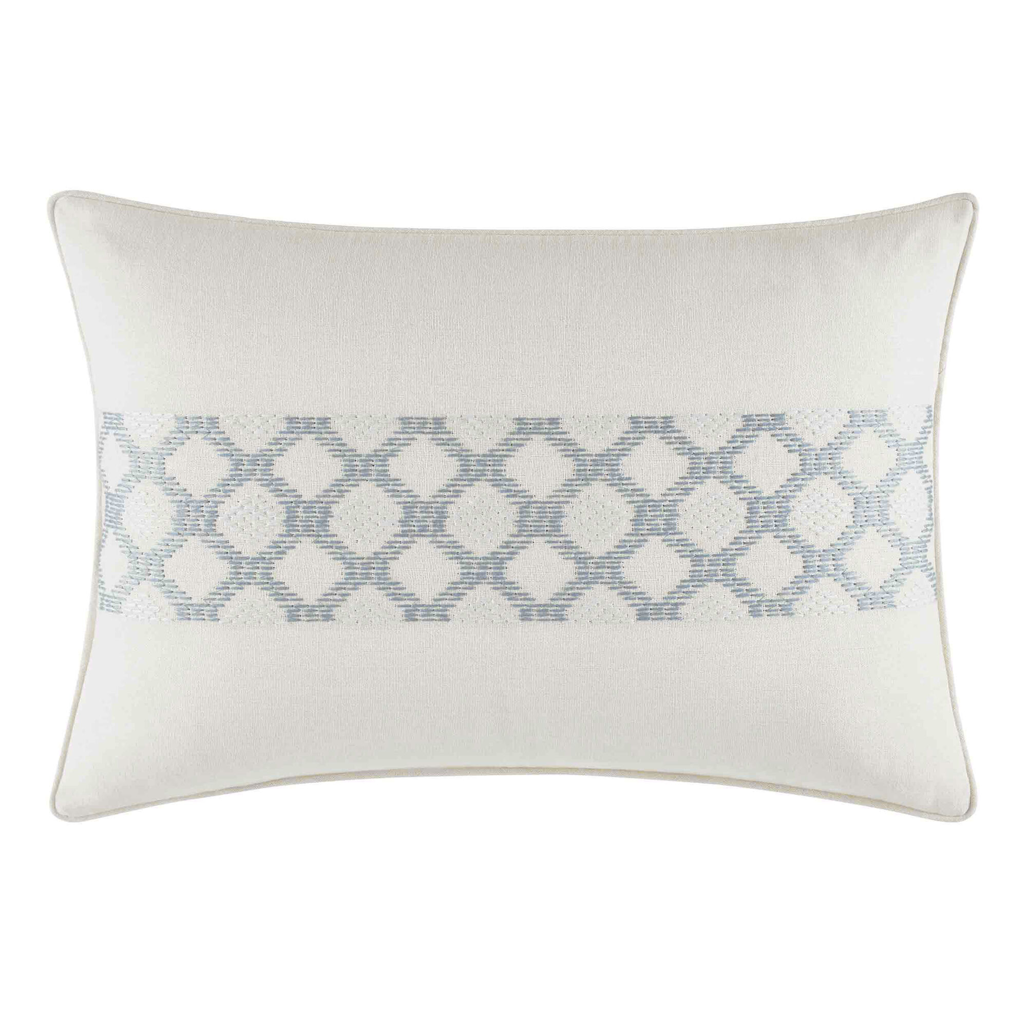 Locklear Aqua Texture Embroidered Breakfast Pillow in Open Turquoise,Castaway Aqua,large