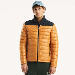 Reversible Mixed Media Quilted Jacket,Old Gold,large