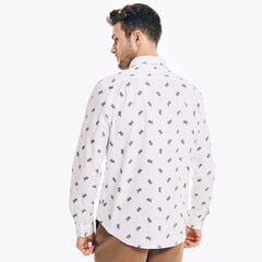 PALM TREE PRINT POPLIN SHIRT,Bright White,large