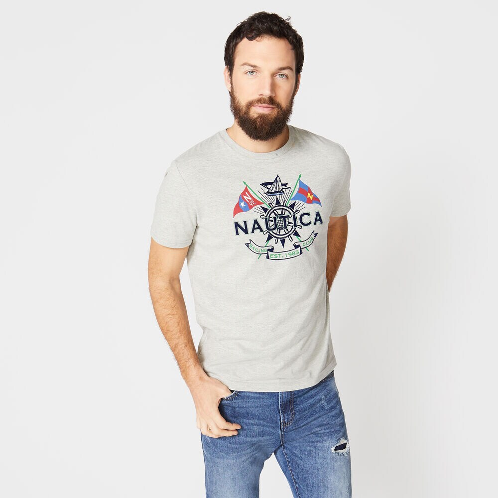 NAUTICA SAILING CLUB GRAPHIC T-SHIRT,Grey Heather,large
