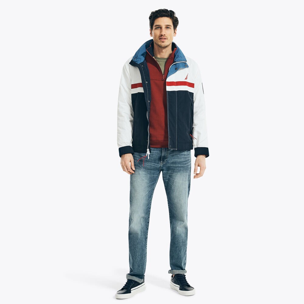 LIGHTWEIGHT COLORBLOCK WINDBREAKER JACKET,Sail White,large