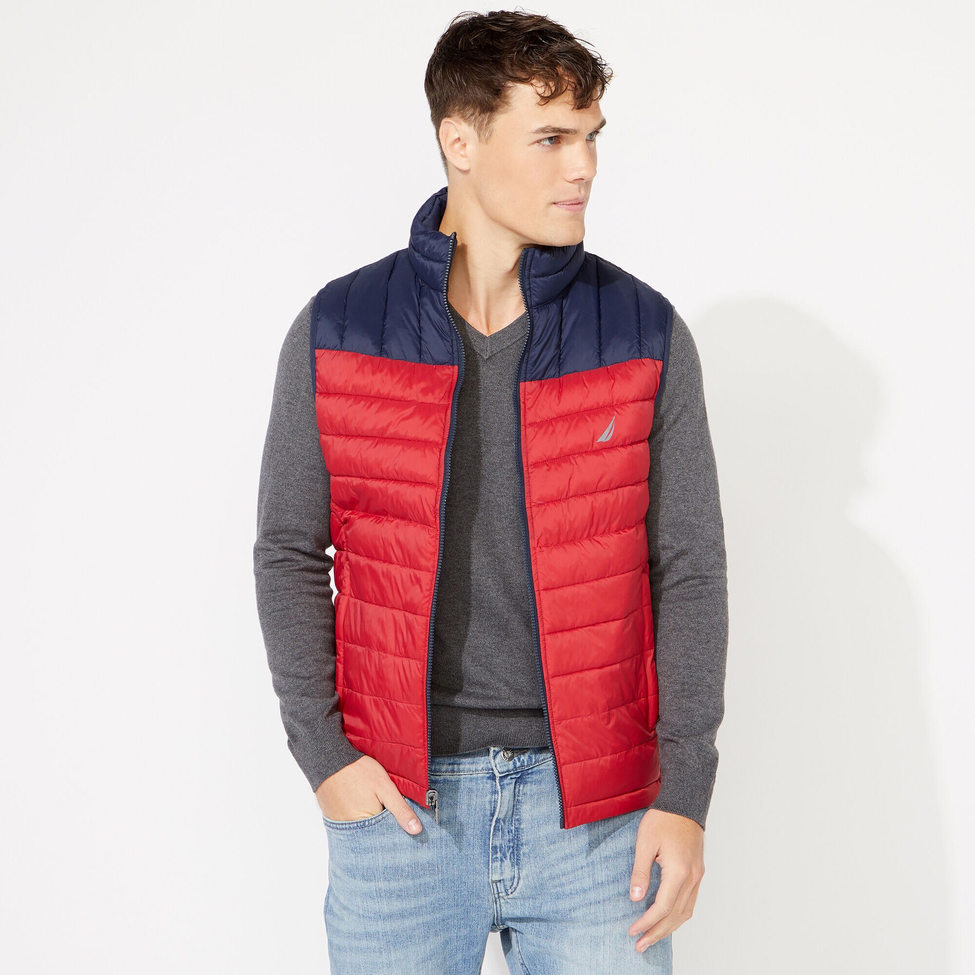 LIGHTWEIGHT TEMPASPHERE REVERSIBLE VEST,Nautica Red,large