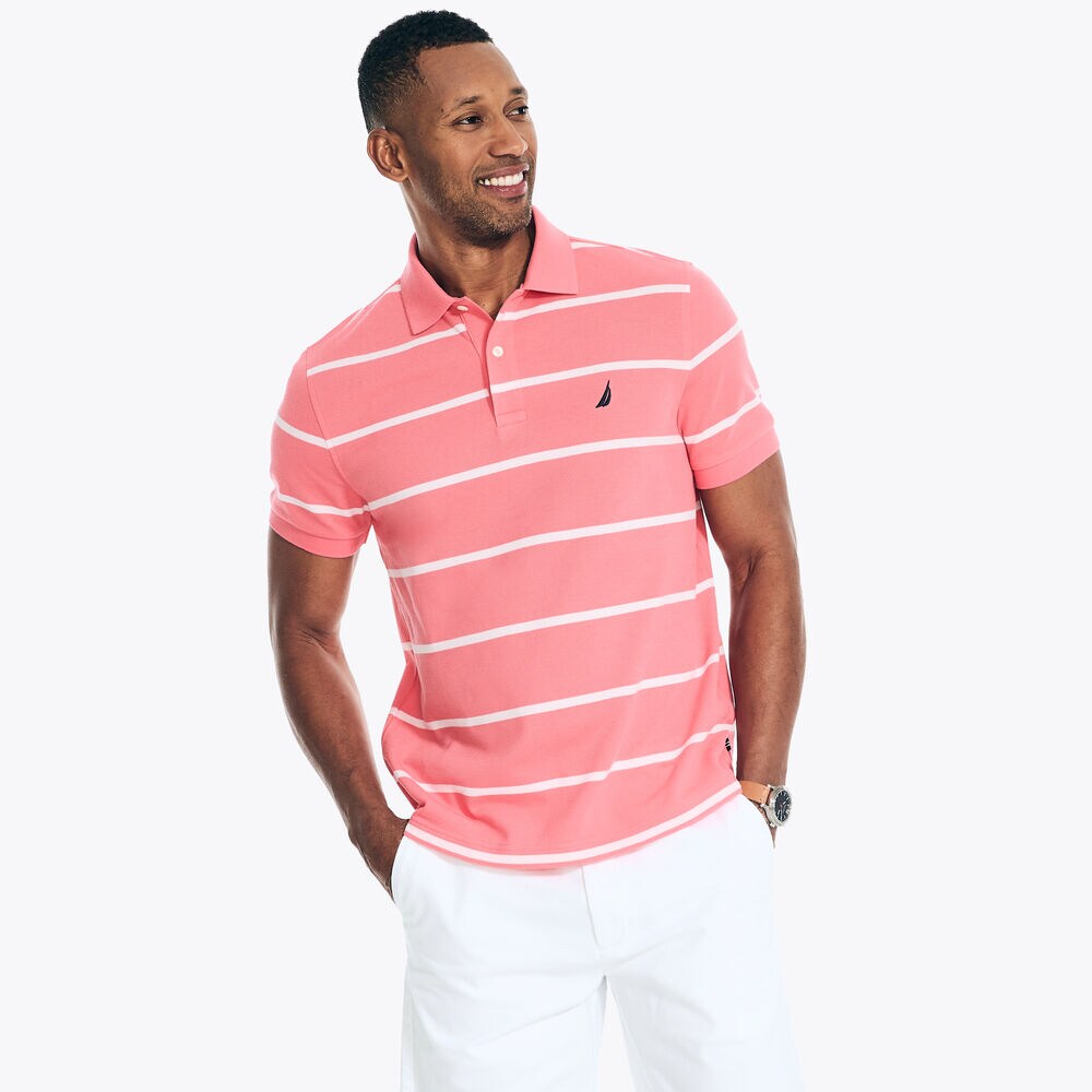CLASSIC FIT STRIPED DECK POLO,Teaberry,large