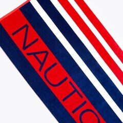 STRIPED LOGO JACQUARD BEACH TOWEL,Cardinal,large