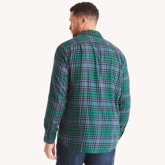 Big & Tall Plaid Shirt,Navy,large