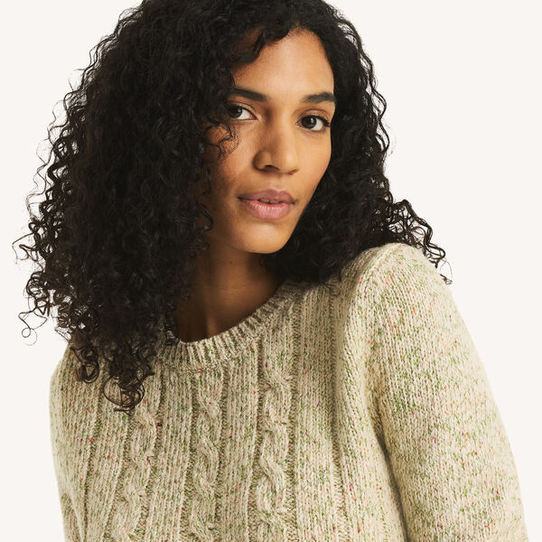 Marled Crewneck Cable Sweater