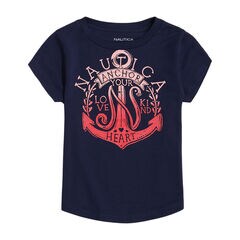 GIRLS' YOUR HEART T-SHIRT (8-16),Navy,large