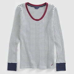 STRIPE COLORBLOCK RIB-KNIT TOP,Marshmallow,large