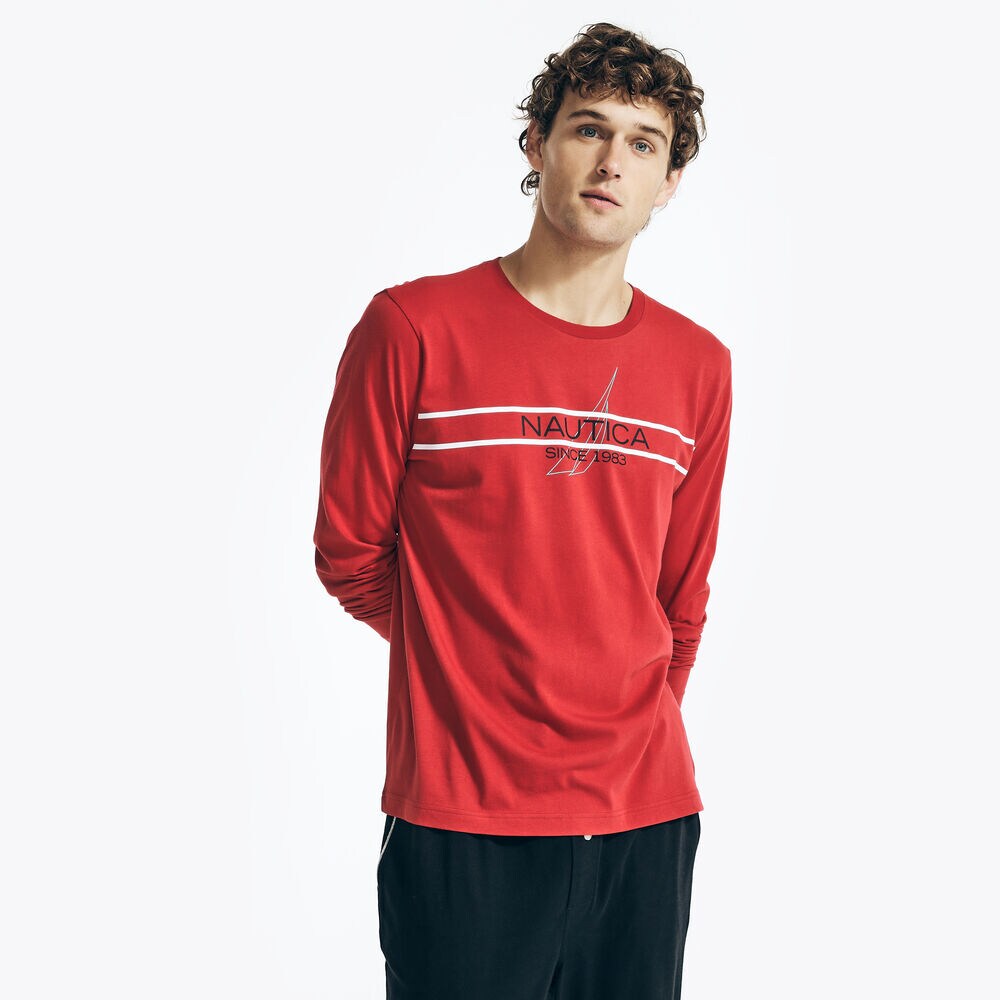 Since 1983 Long-Sleeve Sleep T-Shirt,Nautica Red,large