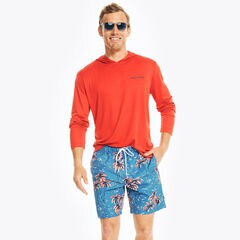 SUSTAINABLY CRAFTED 8" TROPICAL PRINT SWIM,True Navy,large