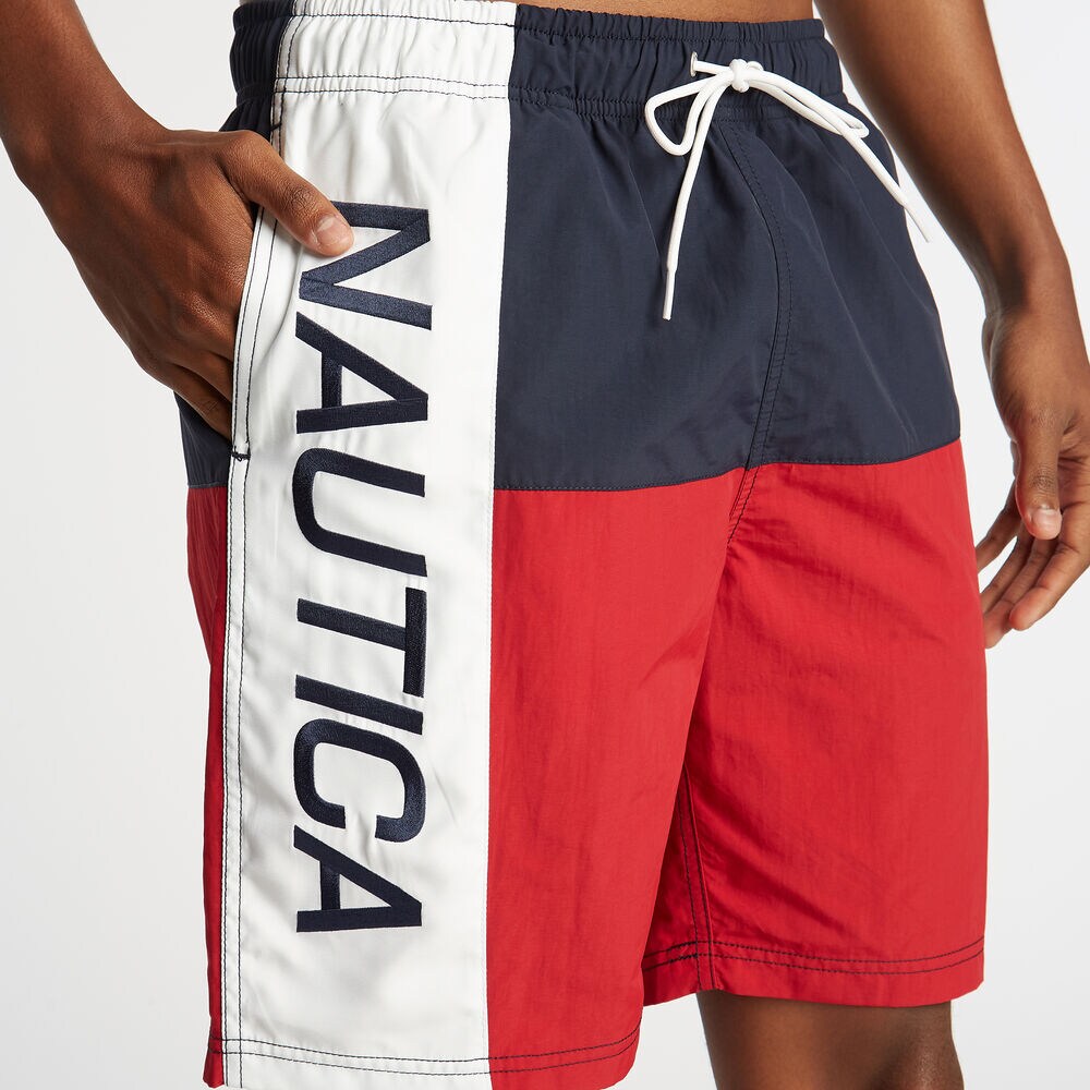 8" COLORBLOCK SWIM TRUNK,Nautica Red,large