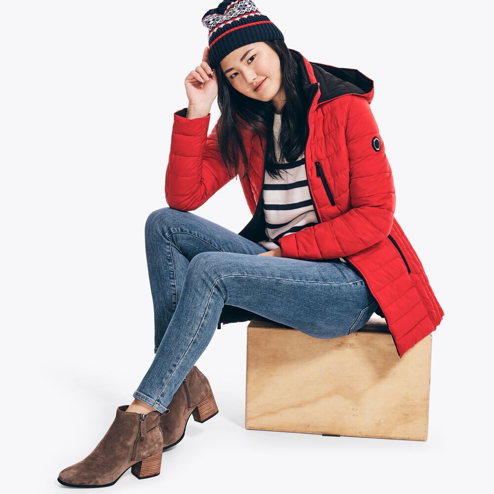 STRETCH HOODED JACKET,Tomales Red,large